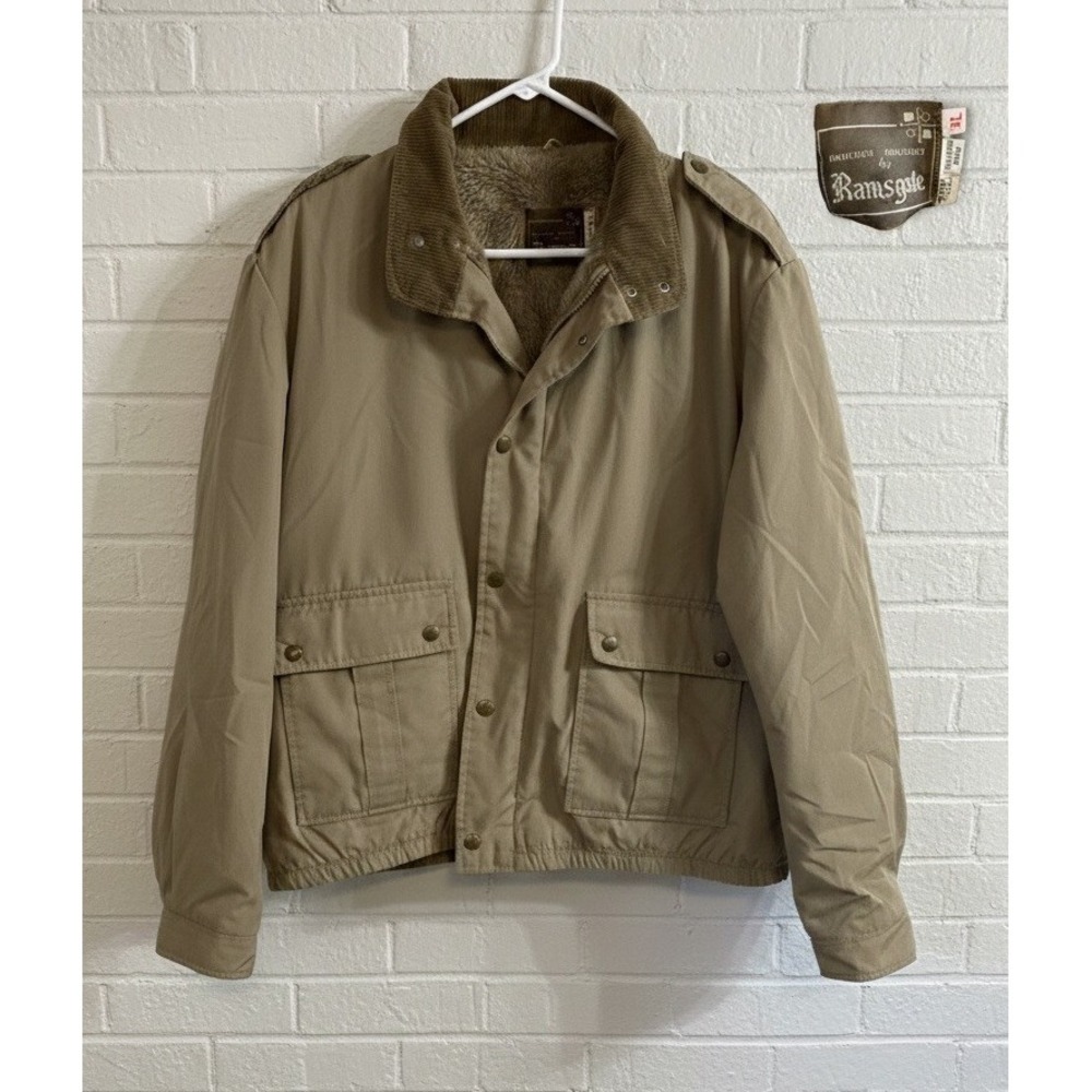 🔥Vintage Tan Workwear🤑Jacket Sherpa Fleece Lined Bomber Barn Coat Made Usa Xl